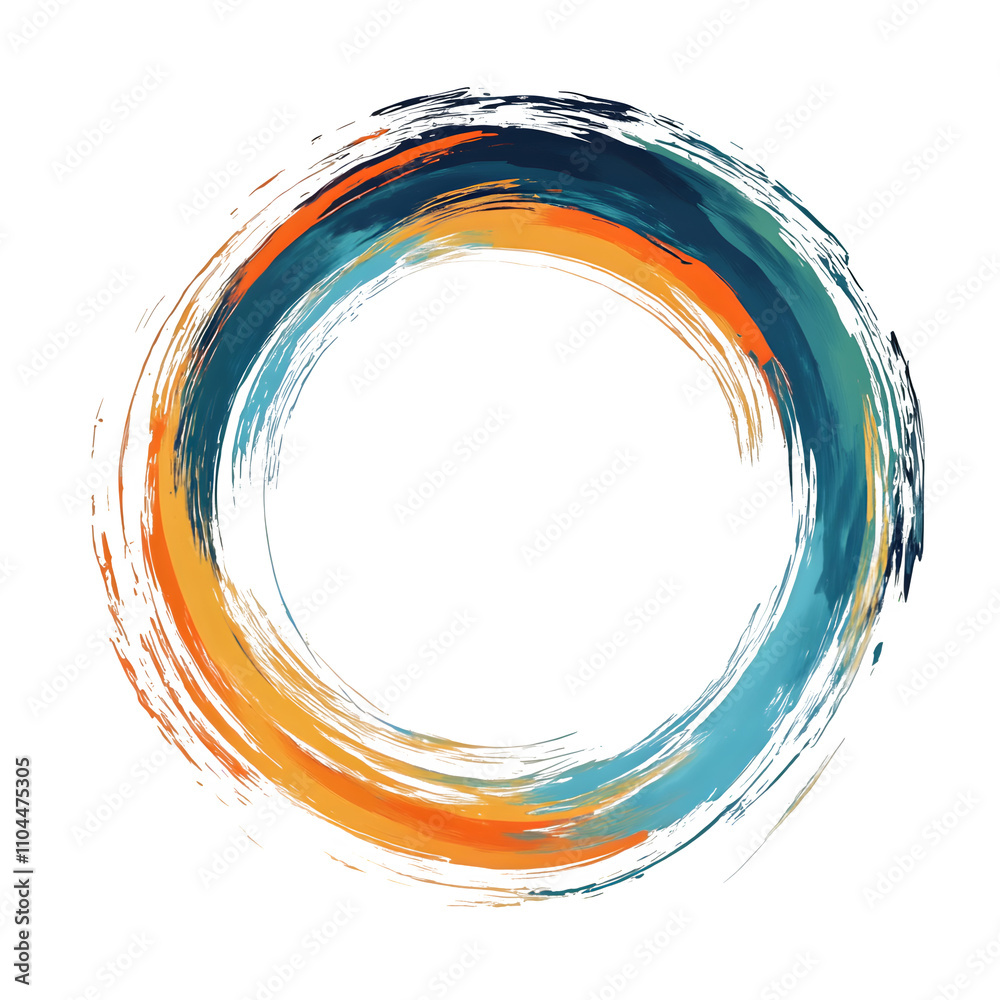 Poster circular orange and blue brushstroke frame: the perfect creative addition to any project with its tr