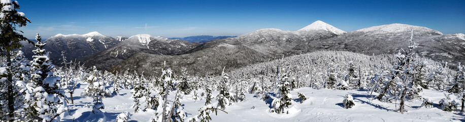 Authentic winter mountain panorama with vivid snow and serene blue sky © Stewart G Fleming