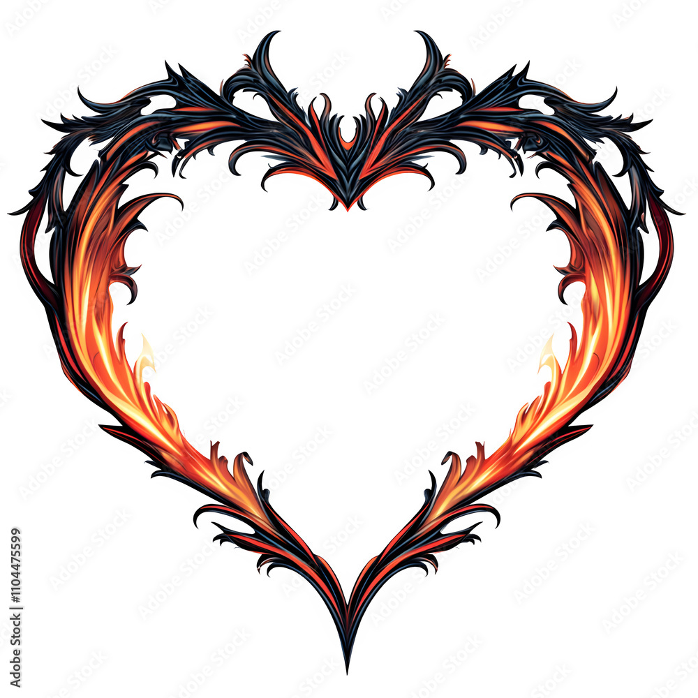 Poster flaming heart shape with copy space, perfect for valentine's day projects or any design needing a to