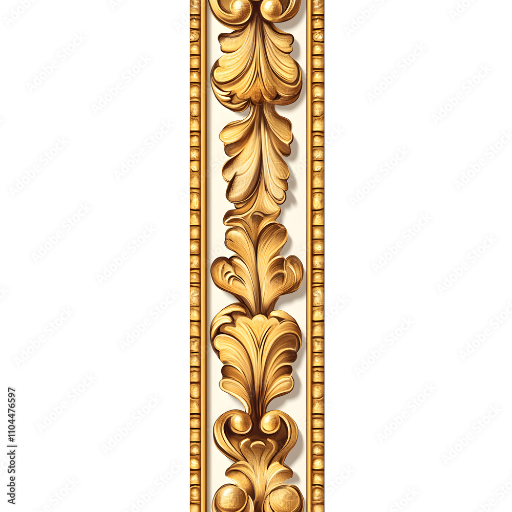 Poster Elegant floral border with a golden touch, ideal for enhancing any design project with a transparent background