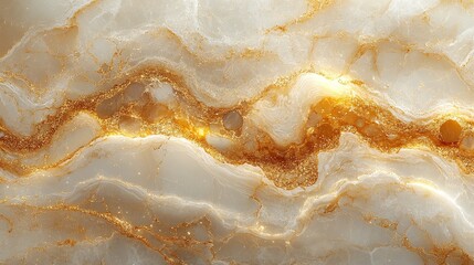 Obraz premium Golden and white marble, abstract luxury texture, artistic glowing waves, elegant polished surface, dramatic aesthetic, fluid design, perfect for upscale decor