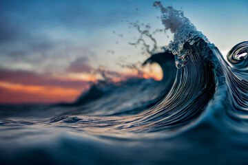 foamy waves rolling up in ocean