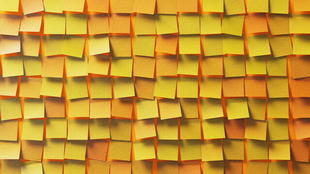 Grid of Inspiration: A Wall of Yellow Sticky Notes