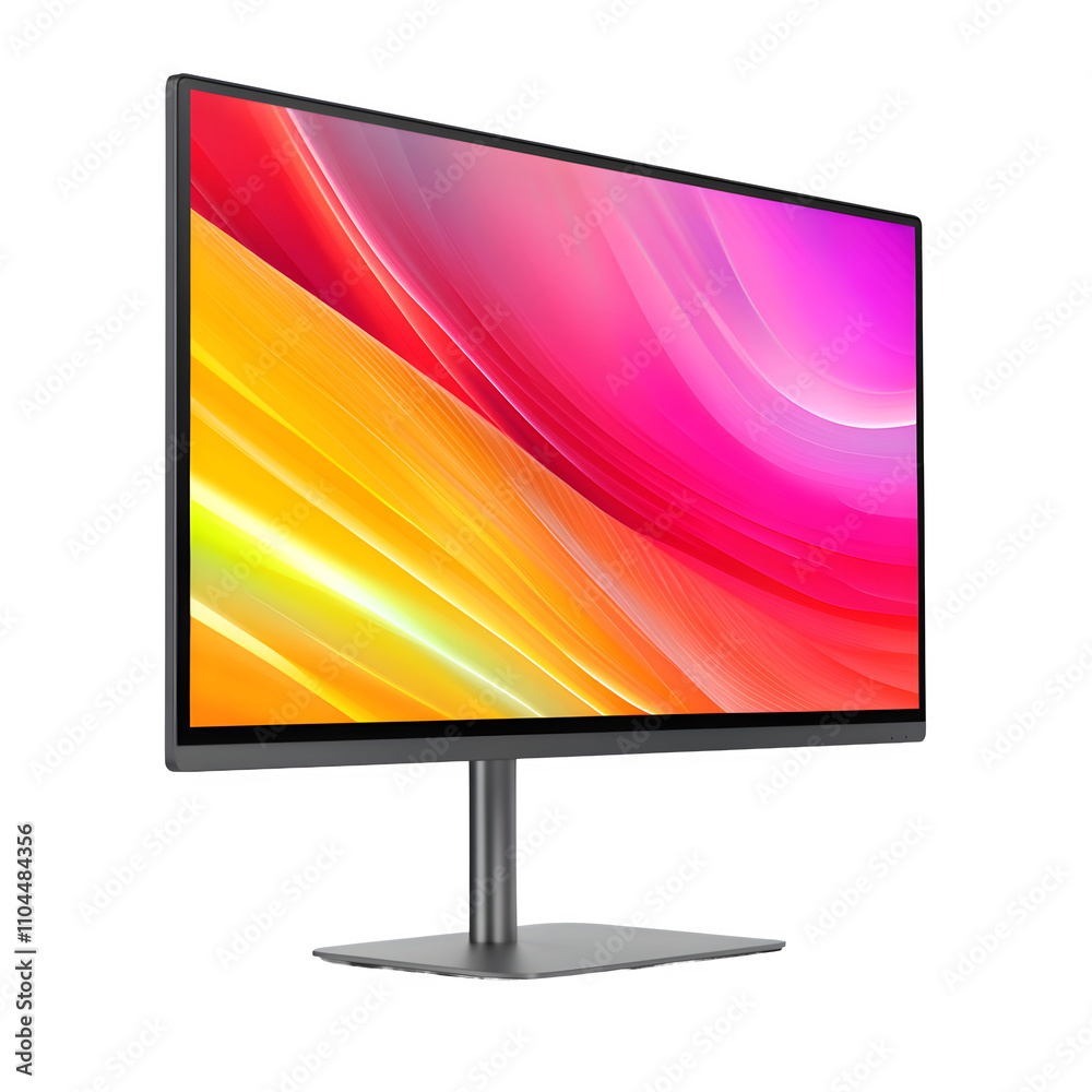Poster vibrant abstract art displayed on computer monitor, perfect for presenting digital artwork or modern