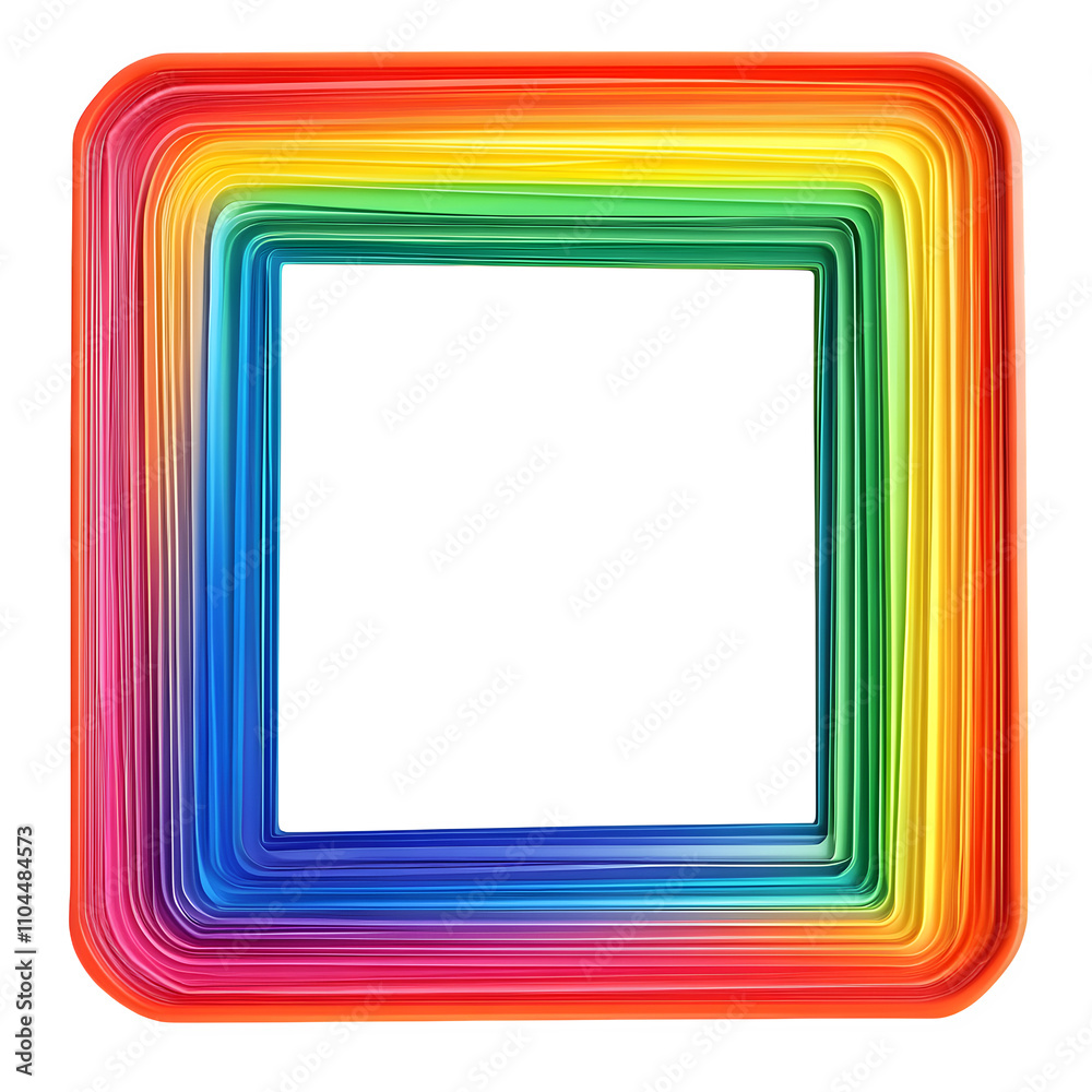 Poster colorful transparent background with a vibrant rainbow frame, ideal for adding a fun and creative to