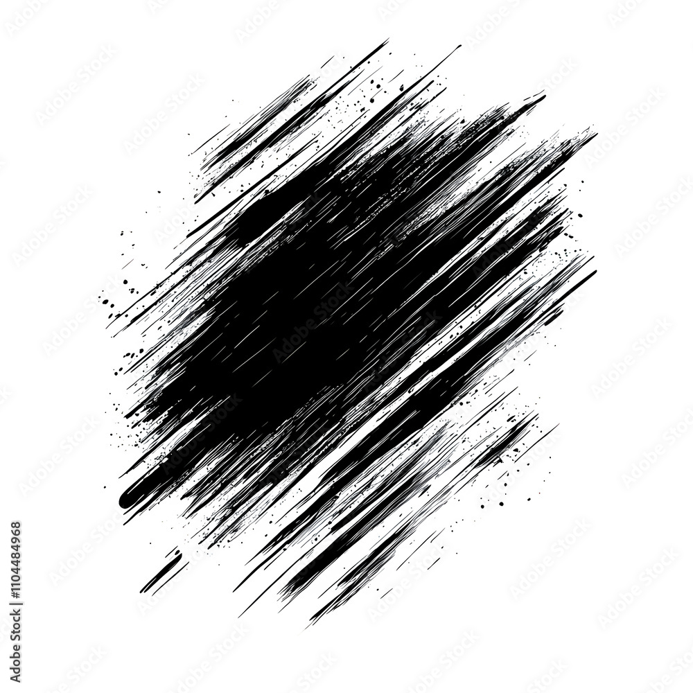 Leinwandbilder Dynamic and textured black brush strokes for adding a grunge or abstract touch to projects with a transparent background