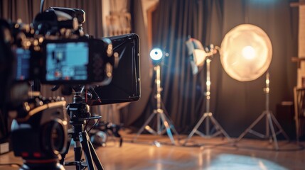 Professional photography studio with lighting setup