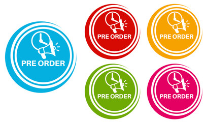 Fototapeta premium set banner pre order icon sign. sale promotion symbol labels design vector illustration