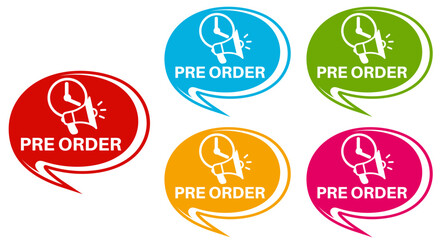 set banner pre order icon sign. sale promotion symbol labels design vector illustration