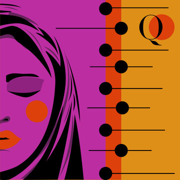 Illustration of a women in hijap with geometric shapes. Modern design of the queen on playing cards for International Women's Day.