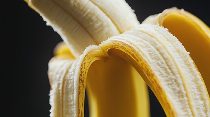 Here's a description inspired by stock image best-sellers:  Close-up of a peeled banana, revealing its creamy texture and subtle brown flecks.