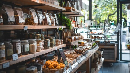 Fototapeta premium Interior of a cozy organic grocery store