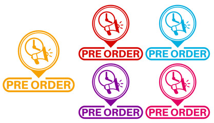 Set collections pre order colorful icon sign. online shopping symbol labels design stickers template Vector illustration