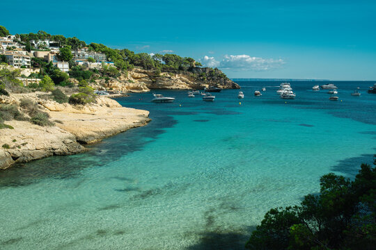The bay of the Playa del Mago naturist beach, Mallorca, Spain. 