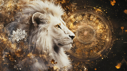 Leo zodiac sign. astrological forecast. the constellation of the zodiac sign leo. Arcane. Illustration