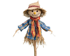 a scarecrow with a hat and scarf