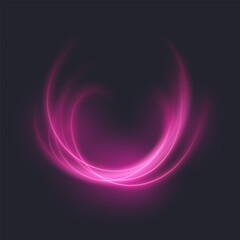 Abstract pink light lines swirling in a spiral. Light simulation of line movement. Vector light effect