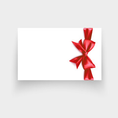 Gift Card template voucher With red bow Vector illustration