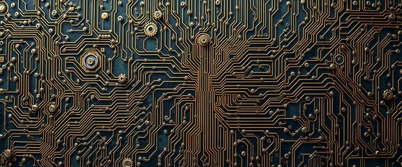 Steampunk Circuit Board Mosaic - Intricate Electronic Labyrinth