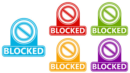 set blocked sign symbol. Prohibited sign label design template vector illustration