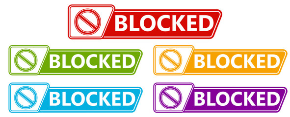 set vector Block icon. prohibition sign icon labels sticker template design vector illustration