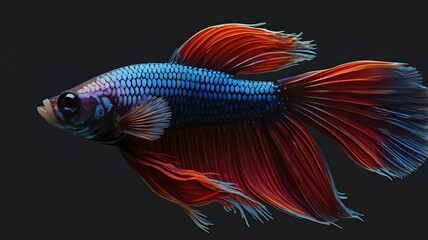 Fototapeta premium Vibrant Betta Fish with Flowing Fins