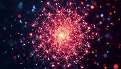 Quantum Starscape with Glowing Red Dots