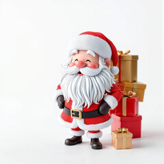 Fototapeta premium a 3d santa Claus with some gift boxs on white background