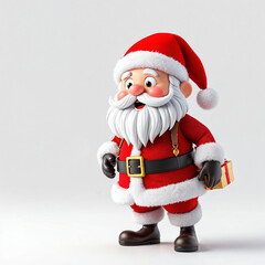 Fototapeta premium a 3d santa Claus with some gift boxs on white background