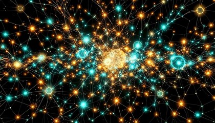 Fototapeta premium Neon Constellation: Quantum Entanglement Night Sky (16:9)