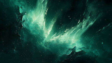 Fototapeta premium The phenomenon of the northern lights and their magical display in the sky. Aurora. Illustration