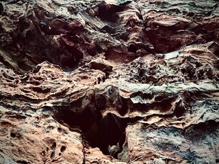 Eroded rock formation with cavities in Red River Gorge, Kentucky