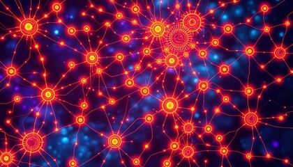 Neon Timeline of Tech Innovations: Glowing Constellation of Historical Nodes