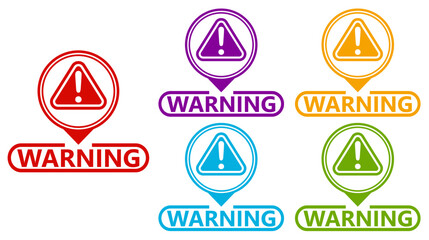 Set collections trendy colorful warning sign icon. Safety Sign Symbol sticker labels design template Vector illustration