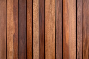 Obraz premium Natural teak wood planks with vertical arrangement, rich and warm brown tones, rustic and handcrafted design, smooth and textured surface, ideal for creative projects and organic backdrops 