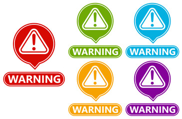 Set collections trendy colorful warning sign icon. Safety Sign Symbol sticker labels design template Vector illustration
