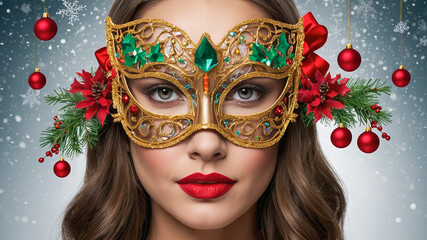 AI-generated image of Christmas Holiday party mask