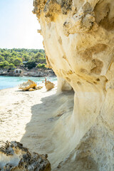 The erosion of the sandstone in Portals Vells, Mallorca, Spain.