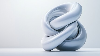 Abstract white sculpture with smooth, intertwined loops, AI