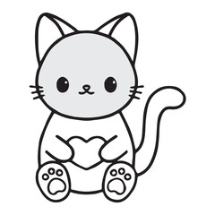 Cute Minimalist Cat Vector - Simple and Adorable Design

