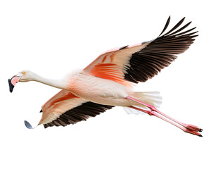 Fototapeta premium a pink and white bird flying
