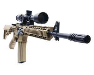 a rifle with a scope