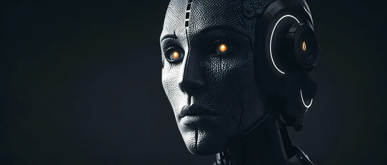 Ai Face isolated on solid black background