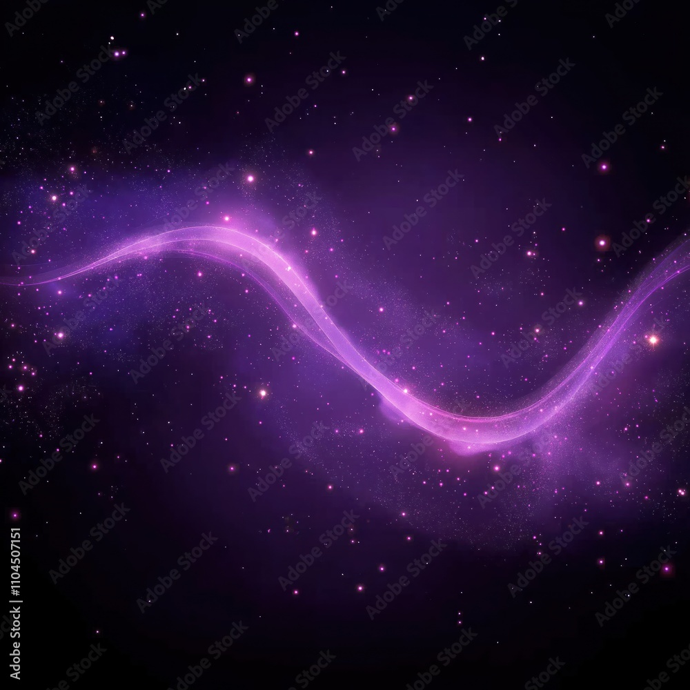 Aufkleber purple abstract background with shining wave, glowing particles. spacey design with light purple glo