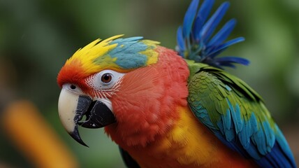 Obraz premium Vibrant macaw parrot close-up portrait.