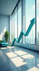 Charting financial success with a 3D bar graph, showcasing upward trends in sales and profit