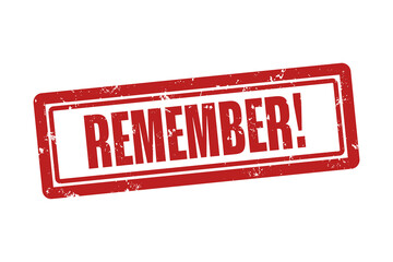 Remember. A red stamp isolated on white background.