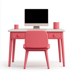 Fototapeta premium Illustration of Work Desk, Plasticine 3D Table Icon, Furniture Element, Modern Style, Isolated on White Background