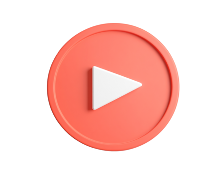 a white play button in a red circle - Powered by Adobe