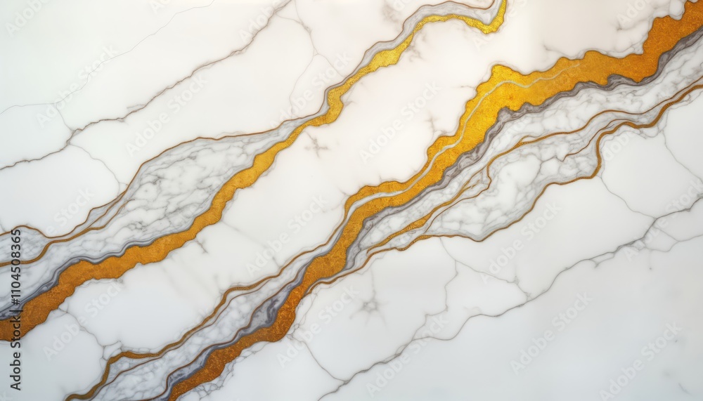 Poster elegant white marble surface with golden veins. abstract pattern creates luxurious look. suitable fo